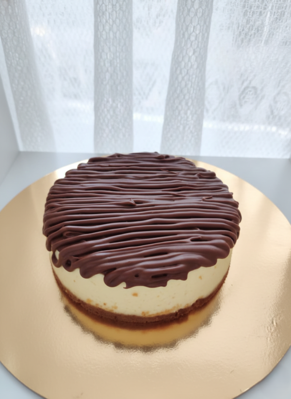 Chocolate cheesecake with rich chocolate drizzle topping and creamy base